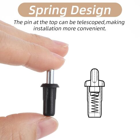 24pcs Cabinet Door Pins, Cabinet Door Repair Pins, Spring Loaded Pin, Spring Pins for Connecting Small Furniture Doors Panels and Blinds, Black in Saudi Arabia
