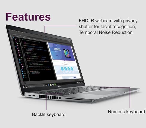 كمبيوتر محمول Dell Precision 3580 Mobile Workstation (شاشة لمس FHD مقاس 15.6 بوصة، Intel 10-Core i7-1355U، ذاكرة الوصول العشوائي 32 جيجابايت، 1 تيرابايت SSD) للأعمال، المهندس، الإضاءة الخلفية، كاميرا ويب IR 1080p، 2xThunderbolt 4، Wi-Fi 6E، Win 11 Pro in Kuwait