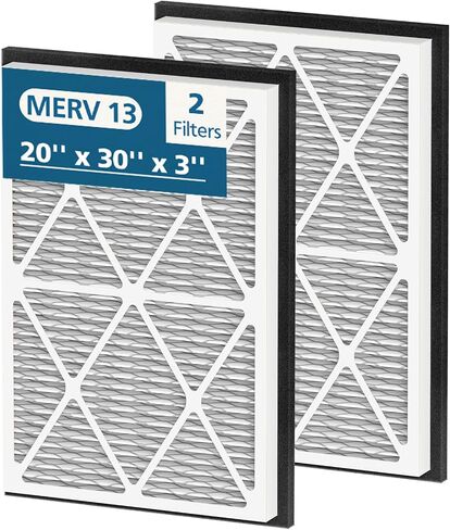 20x30x3 MERV 13 Air Filter Compatible with Zephyr VGF Series 20x30x3 Whole Home Deep Pleated Return Air Grille Filter, MERV 13 Air Filtration System, White 1 Pack in Kuwait