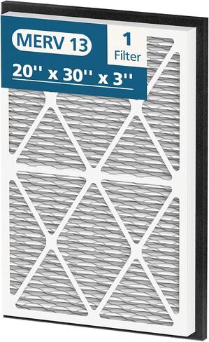 20x30x3 MERV 13 Air Filter Compatible with Zephyr VGF Series 20x30x3 Whole Home Deep Pleated Return Air Grille Filter, MERV 13 Air Filtration System, White 1 Pack in Kuwait