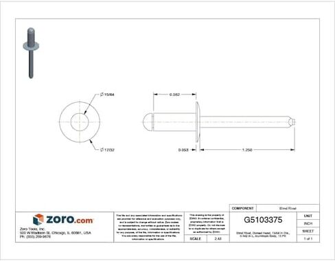 Manufacturer Varies Blind Rivet, Dome Head, 15/64 in Dia., 9/16 in L, Aluminum Body, 15 PK 10459PK - 1 Each in Saudi Arabia
