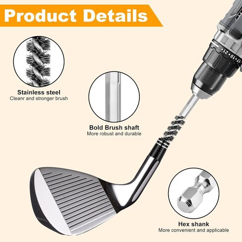 2-Pack Stainless Steel Bore Brush Set with 1/4" Hex Shank Twisted Wire Bristles, Electric Drill Attachments Wire Brush for Rust and Tube Cleaning, Also Work as Golf Shaft Ferrules Cleaner Tool in Saudi Arabia