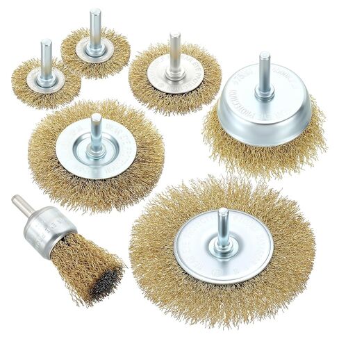 Wire Brush for Drill Set 6Pack, Crimping Steel Wire 0.012" (Carbon Steel with Copper Plating) Wire Pen Brush Drill with 1/4" Round Shank -for Rust, Cleaning, Deburring on Cast Iron in Saudi Arabia