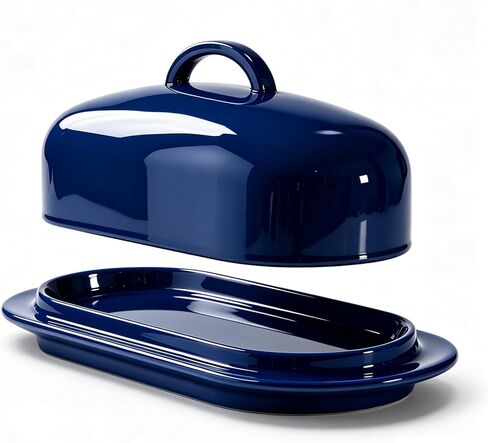 Sweese Ceramic Butter Dish with Lid, Small 6" White Butter Dish with Easy-Lift Handle, Microwave & Dishwasher Safe Butter Tray Container for Countertop in Saudi Arabia