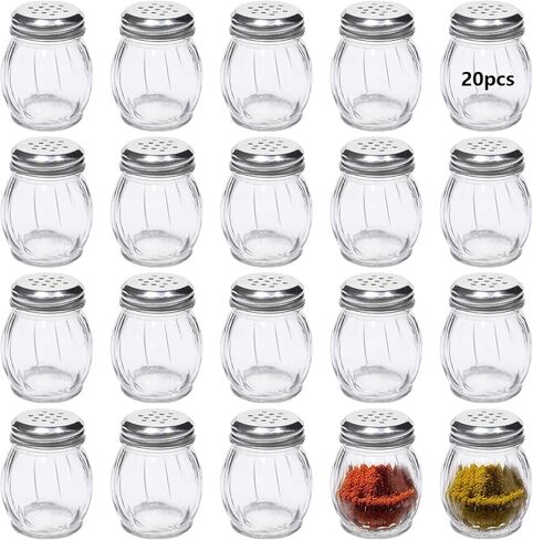 6 oz Spices Shaker with Stainless Steel Lid,20 Pack Glass Parmesan Cheese Shaker with Slotted Caps in Saudi Arabia