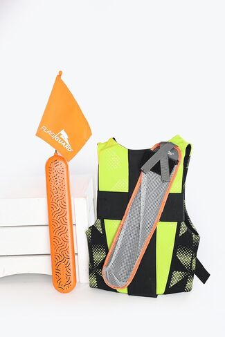 Automatic Life Jacket Visibility Flag, Bright Orange Safety Flag for Kids & Adults, Life Vest Accessory with Adjustable Pouch & Straps for Boating, Tubing, Kayaking & Paddleboarding in Saudi Arabia