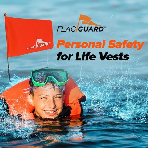 Automatic Life Jacket Visibility Flag, Bright Orange Safety Flag for Kids & Adults, Life Vest Accessory with Adjustable Pouch & Straps for Boating, Tubing, Kayaking & Paddleboarding in Saudi Arabia