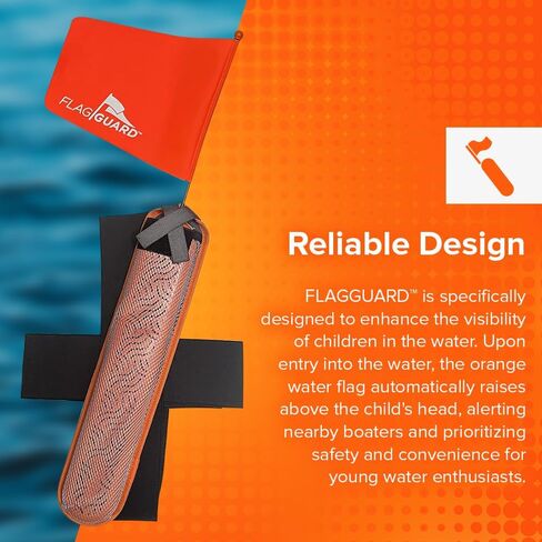 Automatic Life Jacket Visibility Flag, Bright Orange Safety Flag for Kids & Adults, Life Vest Accessory with Adjustable Pouch & Straps for Boating, Tubing, Kayaking & Paddleboarding in Saudi Arabia