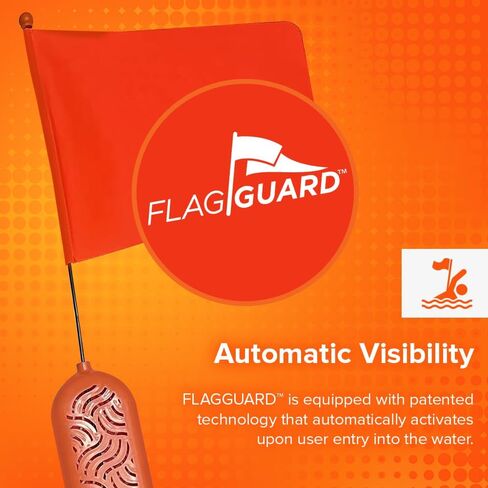 Automatic Life Jacket Visibility Flag, Bright Orange Safety Flag for Kids & Adults, Life Vest Accessory with Adjustable Pouch & Straps for Boating, Tubing, Kayaking & Paddleboarding in Saudi Arabia