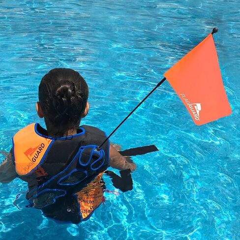 Automatic Life Jacket Visibility Flag, Bright Orange Safety Flag for Kids & Adults, Life Vest Accessory with Adjustable Pouch & Straps for Boating, Tubing, Kayaking & Paddleboarding in Saudi Arabia