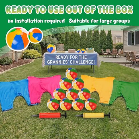 Granny Pants Yard Game, Granny Pants with Bouncy Balls & Pump, Giant Pants Outdoor Game & Big Pants Ball Catch Game, Granny Pants Game for Kids & Adults, Perfect for Family Reunion Games in Kuwait