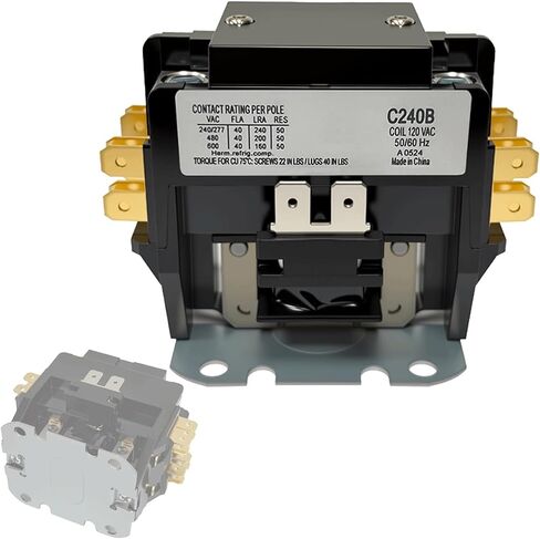 C240B Double Two 2 Pole 40 Amp 120 Volts A/C Contactor FL 2P FL 40A RES 50A HVAC Contactor, 2 Pole AC Contactor Replacement for Air Conditioner Compressor Condenser Unit Contactors Heat Pump in Saudi Arabia
