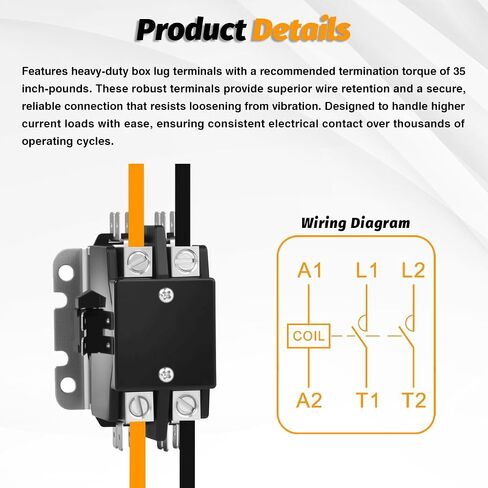 C240B Double Two 2 Pole 40 Amp 120 Volts A/C Contactor FL 2P FL 40A RES 50A HVAC Contactor, 2 Pole AC Contactor Replacement for Air Conditioner Compressor Condenser Unit Contactors Heat Pump in Saudi Arabia