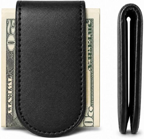 Slim Magnetic Money Clip, Leather Money Clip Business Card Holder Holds Up to 12 Cash, Classic Style for Minimalists Men Women Trendsetters Executives Travelers Affluents in Saudi Arabia