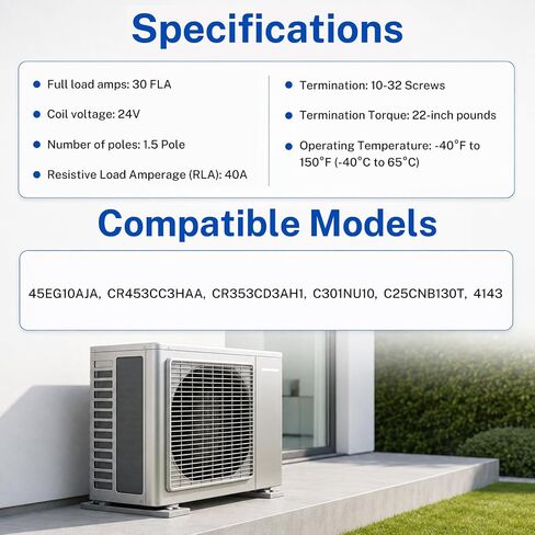 1 Pole, 24V Coil, 30 Amp Definite Purpose Contactor, for Air Conditioning Systems, Elevator Equipment, Water Pump Units, Lighting Systems, Ensure Precise Control and Safe Operation in Saudi Arabia