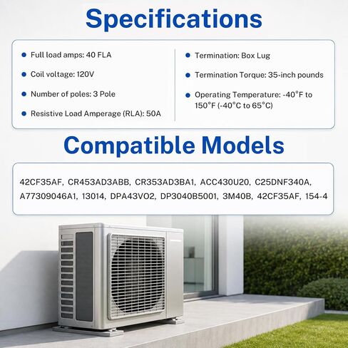 3 Pole, 120V Coil, 40 Amp Definite Purpose Contactor, for Air Conditioning Systems, Elevator Equipment, Water Pump Units, Lighting Systems, Ensure Precise Control and Safe Operation in Saudi Arabia