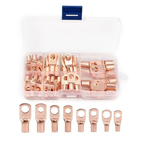 60pcs Copper Wire Lug Connectors SC6-25, Battery Cable Ends Ring Terminals, Electrical Crimp Terminal Connector Kit, Bare Cable Wire Splice, Wire Terminals for Car Truck RV Boat Solar Home Wiring in Saudi Arabia