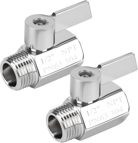 2Pcs Shower Head Shut off Valve, 304 Stainless Steel Mini Ball Valve 1/2" NPT Female X Male Thread Water Flow Control Valve (2, 1/2 inch) in Saudi Arabia