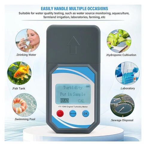 Portable Digital Turbidity Meter 0-1000NTU Water Quality Tester Turbidimeter for Aquaculture Hydroponics Lab Pool for Plant Wine Industry in Saudi Arabia
