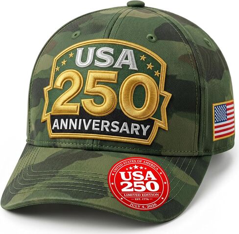 250 Anniversary USA Hat | Green Logo Design America 250 Anniversary Embroidered Baseball Cap | 4th of July Hat in Saudi Arabia