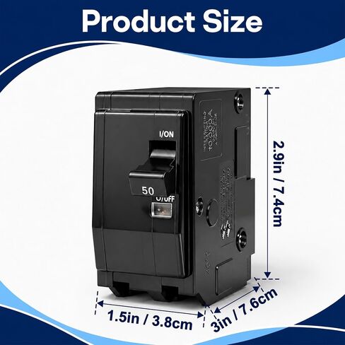 2 Pcs 50Amp 2-Pole Circuit Breaker for QO250CP, Breaker 50Amp for QO250 for Square D QO Load Centers, NQOD and CSEDs Panel Boards, 120/240V AC, 10kA in Saudi Arabia