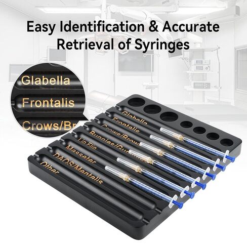 Syringe Organizer Tray with 8 Slots & Labels, Black Bamboo Medical Prep Tray with Vial Holder, 2-in-1 Storage Solution for Nurses & Aesthetic Professionals in Saudi Arabia