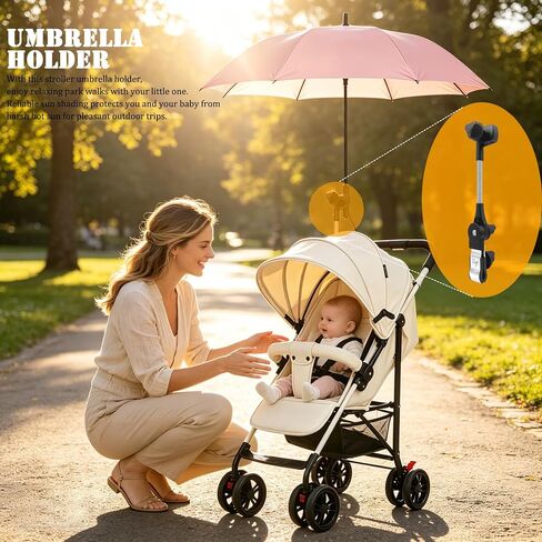 Umbrella Holder for Stroller, 360° Adjustable Universal Umbrella Clamp, Scratch-Free Mount for Round/Square Tubes, Tool-Free Attachment for Wheelchair, Beach Chair, Golf Cart, Camping Chair & Bike in Saudi Arabia