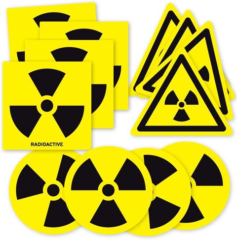 Radioactive Warning Labels and Signs Set, Yellow and Black, Multiple Shapes and Sizes in Saudi Arabia
