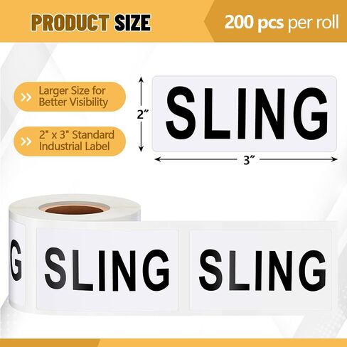 200 Pcs 2" x 3" Semi-Rigid PVC Sling Stickers Labels, 1/128" Thick Industrial Lift Identification Sling Stickers for Rigging, Crane, Boat, Warehouse, Lifting Straps & Heavy Duty Equipment in Saudi Arabia