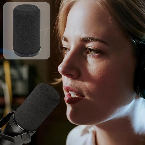 SOULWIT Pop Filter for Shure SM7B/SM7dB, Protective Mic Cover, Replacement Windscreen Foam - Cylinder Shape, Model RK345/RK345B in Saudi Arabia