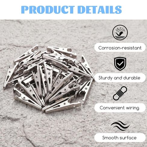 50Pcs Small Metal Alligator Clip 35mm Stainless Steel AlligatorClip | Stainless Steel, 35mm Small Size, Metal Alligator Clips for Hanging Photo, Picture, Electric Testing, DIY Crafts in Saudi Arabia