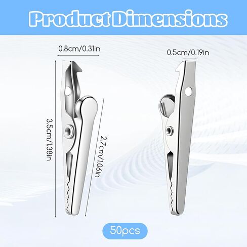 50Pcs Small Metal Alligator Clip 35mm Stainless Steel AlligatorClip | Stainless Steel, 35mm Small Size, Metal Alligator Clips for Hanging Photo, Picture, Electric Testing, DIY Crafts in Saudi Arabia