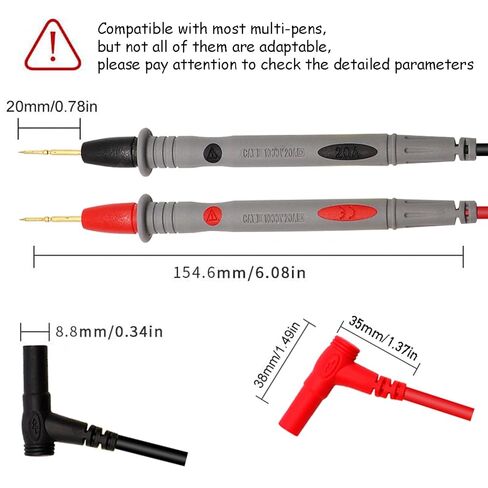 Ultra-Sharp Gold-Plated Probe Silicone Test Lead 40.5 inch/103cm | Multimeter Universal Silicone Test Leads for Fluke/AstroAI/Klein Multimeter Electronic Clamp Tester in Saudi Arabia