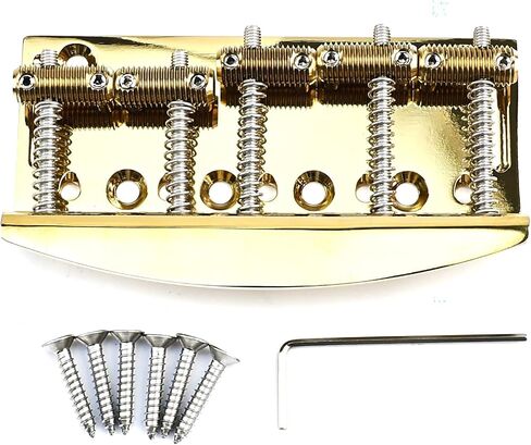 Stainless Steel 5 String Bass Guitar Bridge，Budget Fixed Hardtail Bridge-19mm(3/4") String Spacing, Upgrade Stringing System，Fits Vintage Jazz Precision 5-String Bass Replacement Chrome in Saudi Arabia