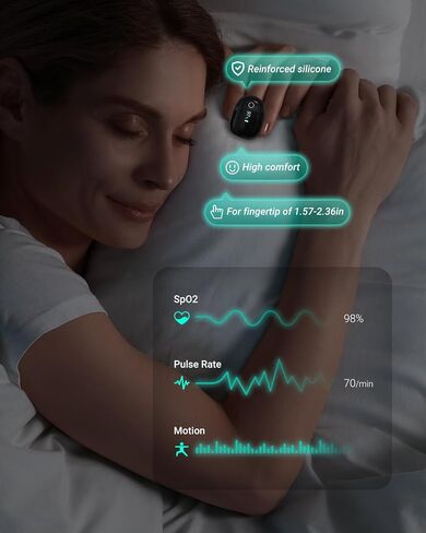HOLFENRY JKS50G Ring Pulse Oximeter Fingertip | Continuous Oxygen Monitor Fingertip with Alarm O2 Continuous Pulse Oximeter Finger | Rechargeable Overnight Oximeter with Bundle APP & PC/Export Sleep Report in Saudi Arabia