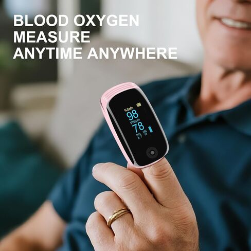 Pulse oximeter fingertip, Oxygen Monitor fingertip Rechargeable, Oxygen Meter Finger Pulse Oximeter for Over-The-Counter Use - Precision Rapid Oximeter SpO2 Readings Outdoor Sports Home-OTC - Pink in Saudi Arabia