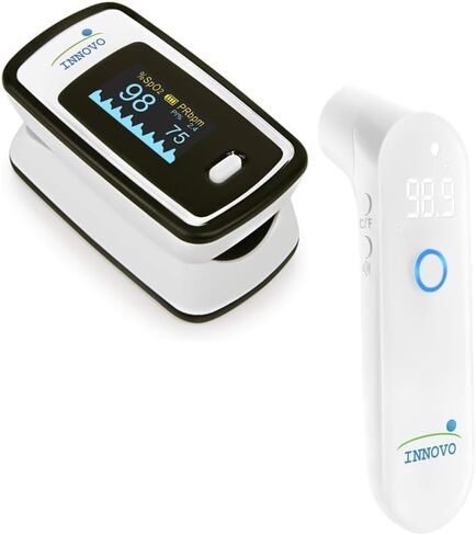 Innovo Medical Deluxe Fingertip Pulse Oximeter and Touchless Digital Forehead Thermometer Bundle in Saudi Arabia