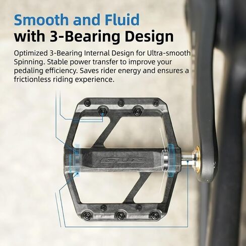 Carbon Fiber Bicycle Pedals, 173g/Pair Ultra Lightweight Mountain Bike Pedals - 3 Sealed Bearings, Titanium Alloy Spindle 9/16" Universal Thread, Anti-Slip Road Flat Platform Pedals for MTB BMX in Saudi Arabia