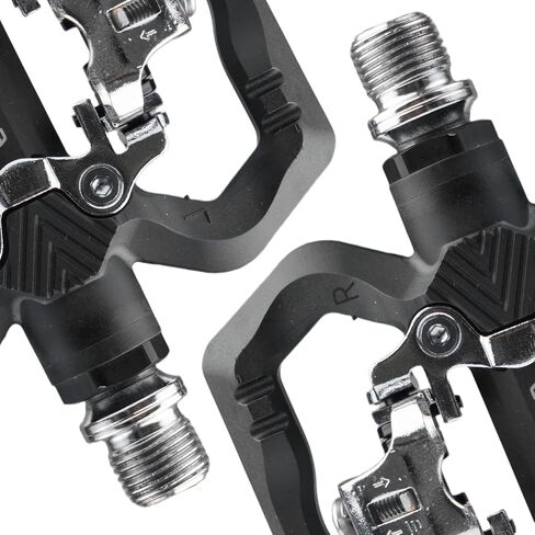 9/16" SPD Compatible Bike Pedals, Single-Sided Clipless Pedals with Flat Platform, Aluminum Alloy Body, Chromoly Steel Axle & 1DU+1 Bearing for MTB Gravel Road E-Bike, Black in Saudi Arabia