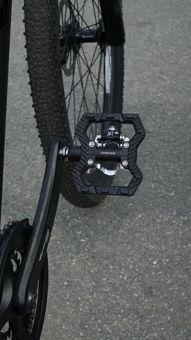9/16" SPD Compatible Bike Pedals, Single-Sided Clipless Pedals with Flat Platform, Aluminum Alloy Body, Chromoly Steel Axle & 1DU+1 Bearing for MTB Gravel Road E-Bike, Black in Saudi Arabia