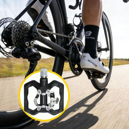 9/16" SPD Compatible Bike Pedals, Single-Sided Clipless Pedals with Flat Platform, Aluminum Alloy Body, Chromoly Steel Axle & 1DU+1 Bearing for MTB Gravel Road E-Bike, Black in Saudi Arabia