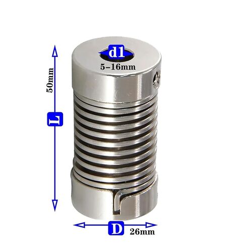 Aluminum Alloy D26L50 Spring Coupling Elastic Servo Motor Screw Rod Shaft Connector 1Pcs(5X16) in Kuwait