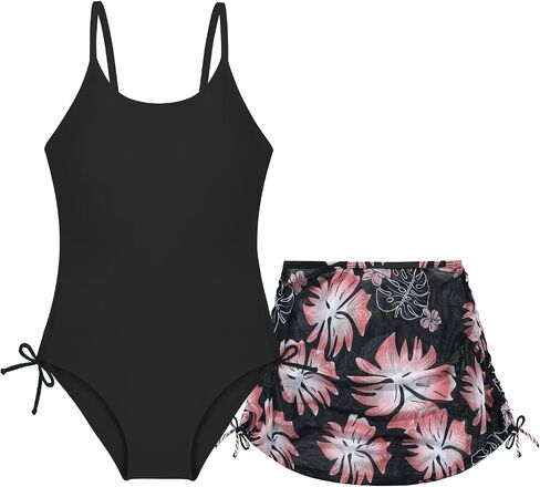 Weixinbuy Girl's One Piece Swimsuits with Mesh Skirt Bathing Suits Swimwear with Cover Up for Girls 9-16 Years in Kuwait