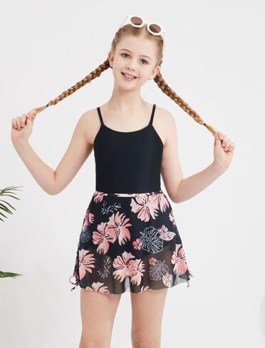 Weixinbuy Girl's One Piece Swimsuits with Mesh Skirt Bathing Suits Swimwear with Cover Up for Girls 9-16 Years in Kuwait