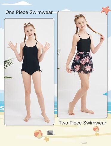 Weixinbuy Girl's One Piece Swimsuits with Mesh Skirt Bathing Suits Swimwear with Cover Up for Girls 9-16 Years in Kuwait