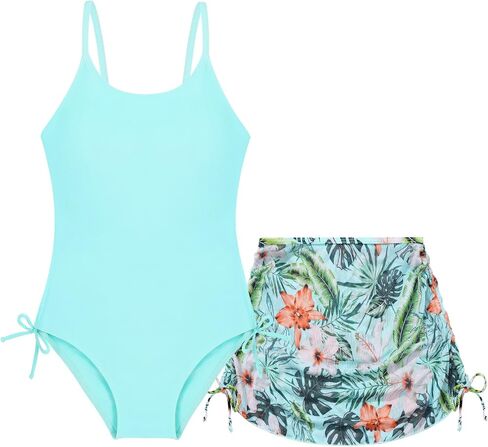 Weixinbuy Girl's One Piece Swimsuits with Mesh Skirt Bathing Suits Swimwear with Cover Up for Girls 9-16 Years in Kuwait