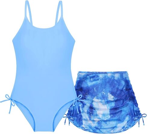 Weixinbuy Girl's One Piece Swimsuits with Mesh Skirt Bathing Suits Swimwear with Cover Up for Girls 9-16 Years in Kuwait