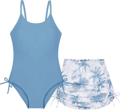 Weixinbuy Girl's One Piece Swimsuits with Mesh Skirt Bathing Suits Swimwear with Cover Up for Girls 9-16 Years in Kuwait