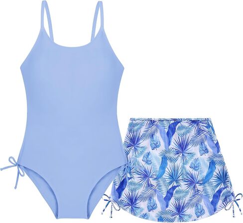 Weixinbuy Girl's One Piece Swimsuits with Mesh Skirt Bathing Suits Swimwear with Cover Up for Girls 9-16 Years in Kuwait