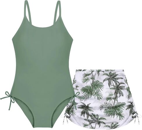 Weixinbuy Girl's One Piece Swimsuits with Mesh Skirt Bathing Suits Swimwear with Cover Up for Girls 9-16 Years in Kuwait